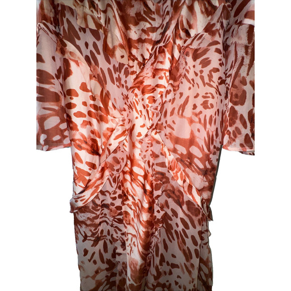 New Asos Pink Ruffle Animal Print Long Sleeve Maxi Dress Size (US)24 - Picture 5 of 14